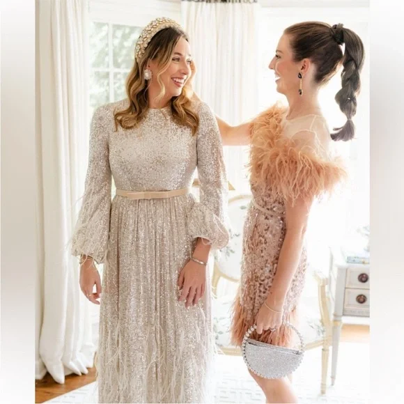 Antonio Melani Sequin Feathered A-line Dress Size 2 NWT - Picture 5 of 12